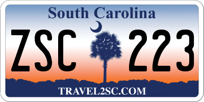 SC license plate ZSC223