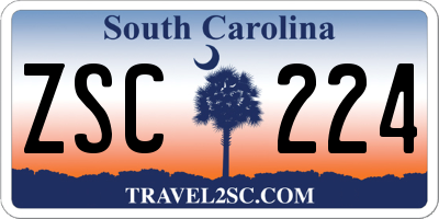 SC license plate ZSC224
