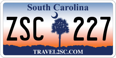 SC license plate ZSC227