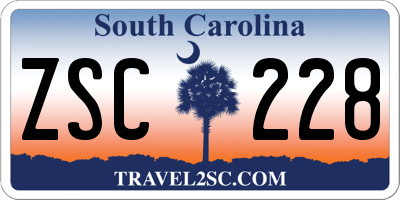 SC license plate ZSC228