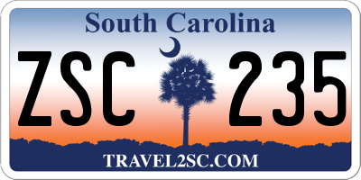 SC license plate ZSC235