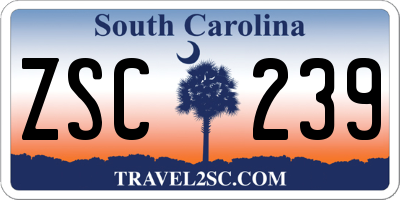 SC license plate ZSC239