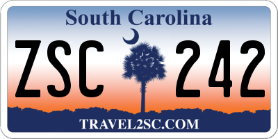 SC license plate ZSC242