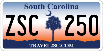 SC license plate ZSC250