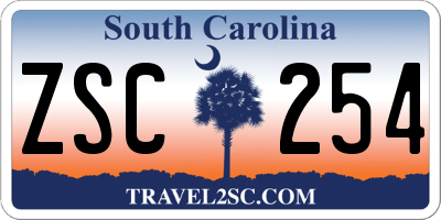 SC license plate ZSC254