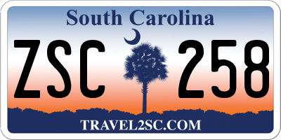 SC license plate ZSC258