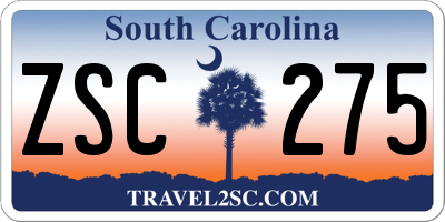 SC license plate ZSC275