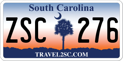 SC license plate ZSC276