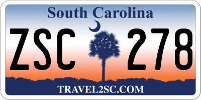 SC license plate ZSC278