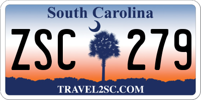 SC license plate ZSC279