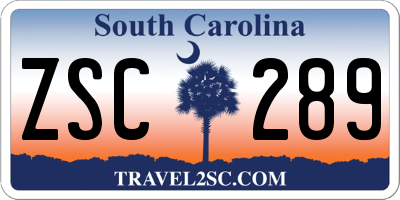 SC license plate ZSC289