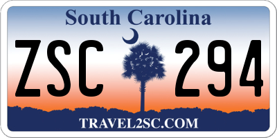SC license plate ZSC294