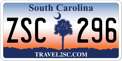 SC license plate ZSC296