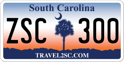 SC license plate ZSC300