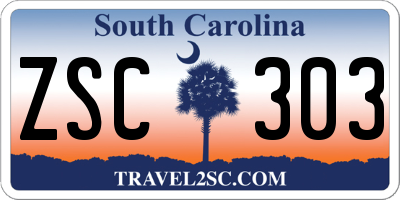 SC license plate ZSC303