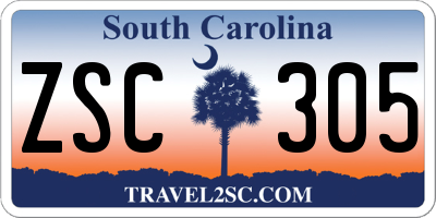 SC license plate ZSC305