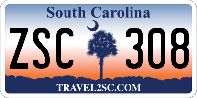 SC license plate ZSC308