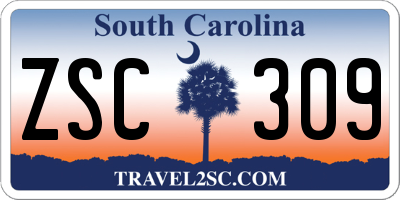 SC license plate ZSC309