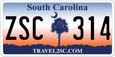 SC license plate ZSC314