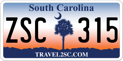 SC license plate ZSC315
