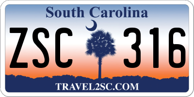 SC license plate ZSC316