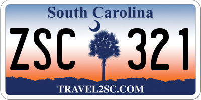 SC license plate ZSC321