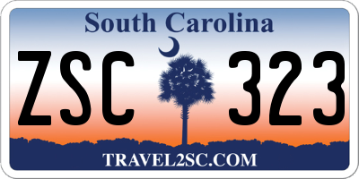 SC license plate ZSC323