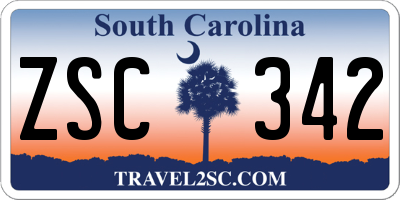SC license plate ZSC342