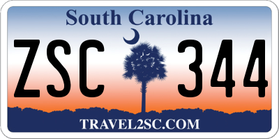 SC license plate ZSC344