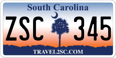 SC license plate ZSC345