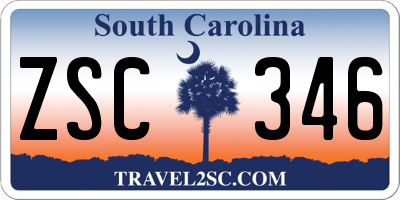 SC license plate ZSC346