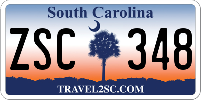 SC license plate ZSC348