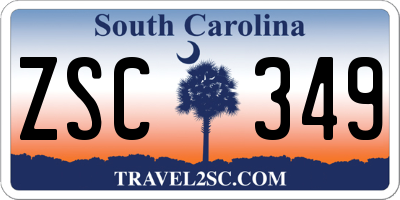 SC license plate ZSC349