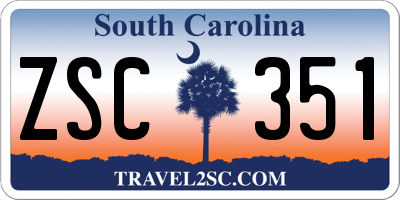 SC license plate ZSC351