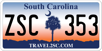 SC license plate ZSC353