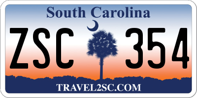 SC license plate ZSC354