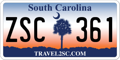 SC license plate ZSC361