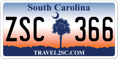 SC license plate ZSC366