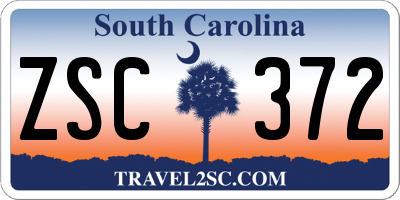 SC license plate ZSC372