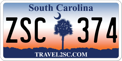 SC license plate ZSC374