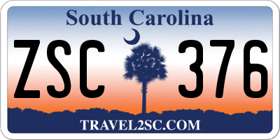 SC license plate ZSC376