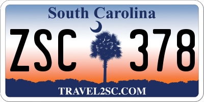 SC license plate ZSC378