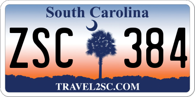 SC license plate ZSC384