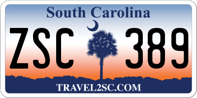SC license plate ZSC389