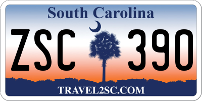 SC license plate ZSC390