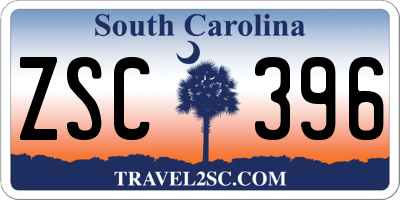 SC license plate ZSC396