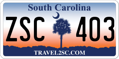 SC license plate ZSC403