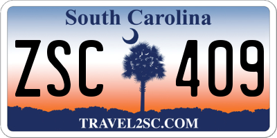 SC license plate ZSC409