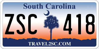 SC license plate ZSC418