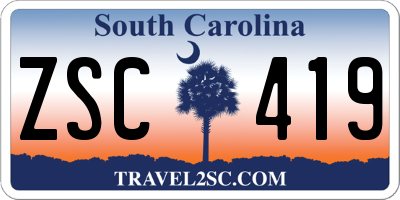 SC license plate ZSC419